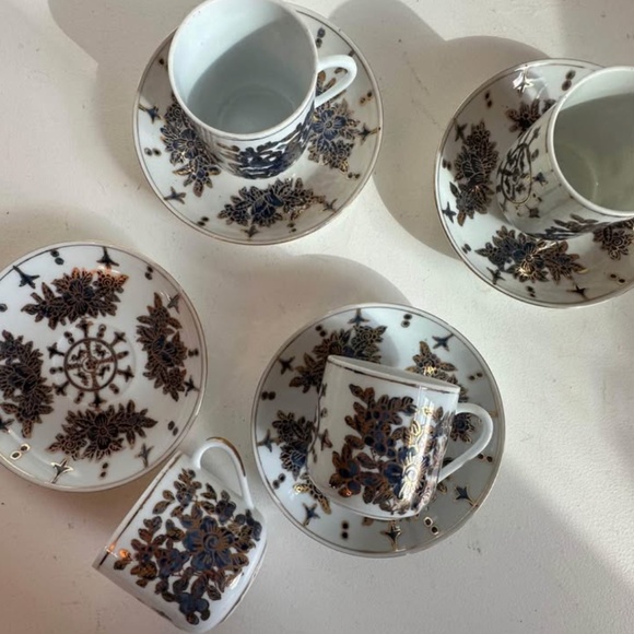 Antique Navy | Gold Espresso Cups & Saucer Plates - Picture 3 of 6